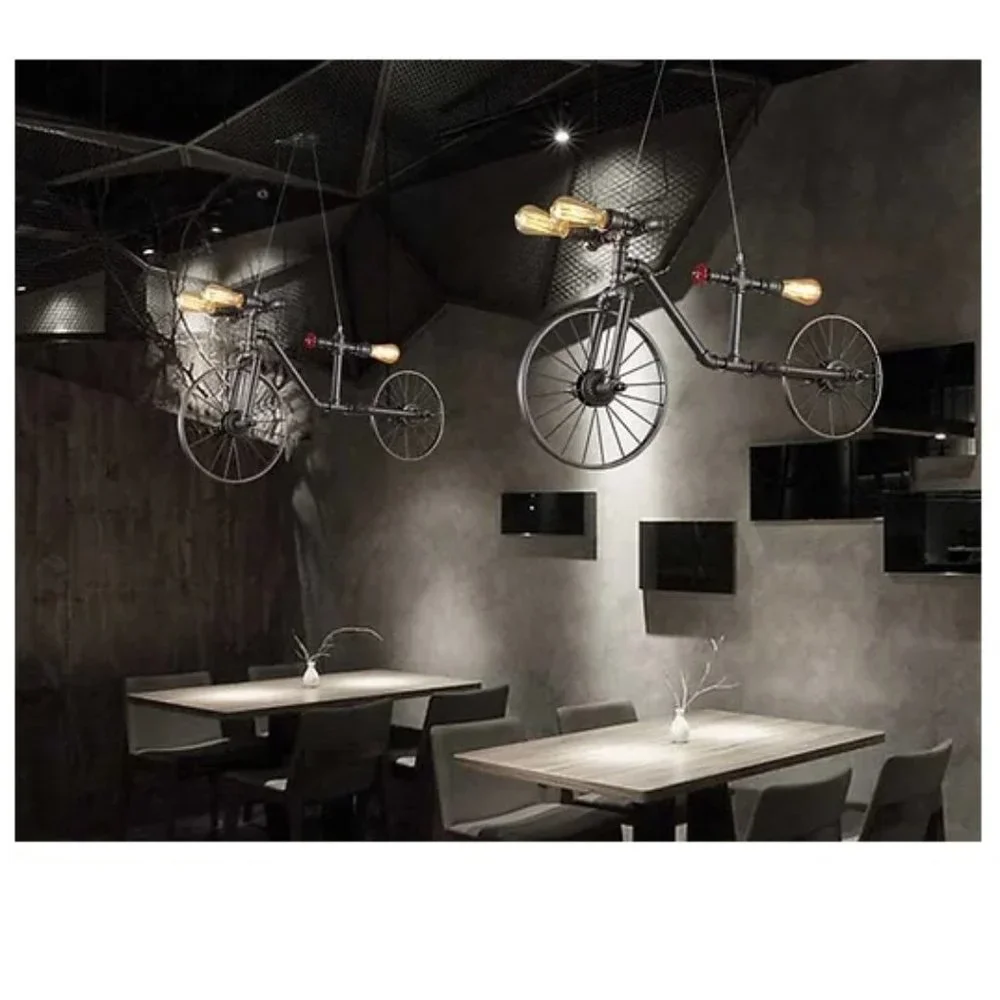 Hanging Bicycle Chandelier / Wall Light Rustic Decor & Industrial Art
